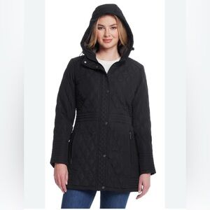 Weatherproof Women's Black Quilted Hooded Puffer Jacket